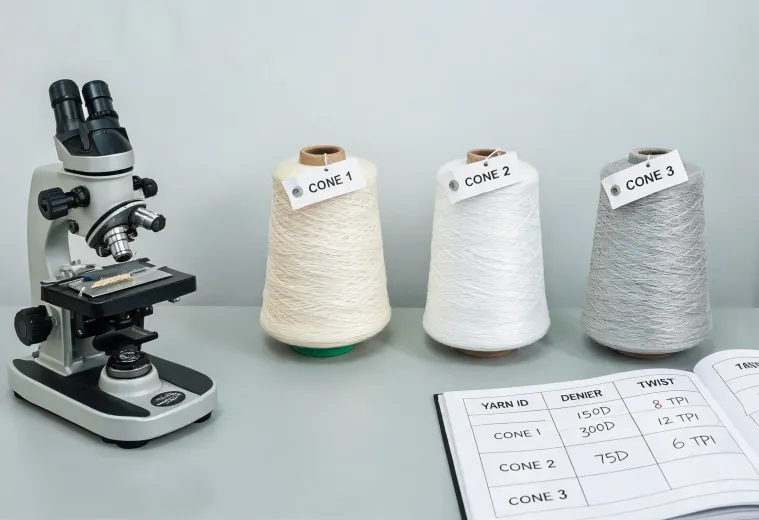 Fiber and yarn identification station